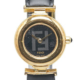 フェンディ 腕時計 320L クオーツ ブラック文字盤 ステンレススチール レザー レディース FENDI 【中古】